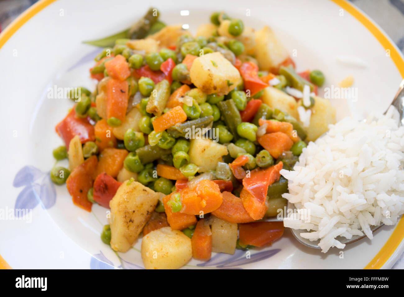 basmati rice and vegetables with soy sauce Stock Photo Alamy