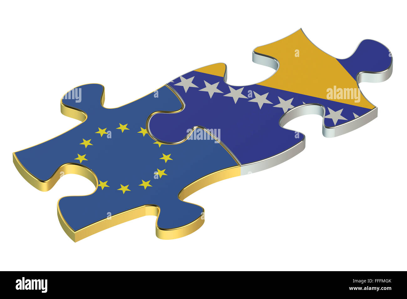 Bosnia and Herzegovina with EU puzzles from flags Stock Photo