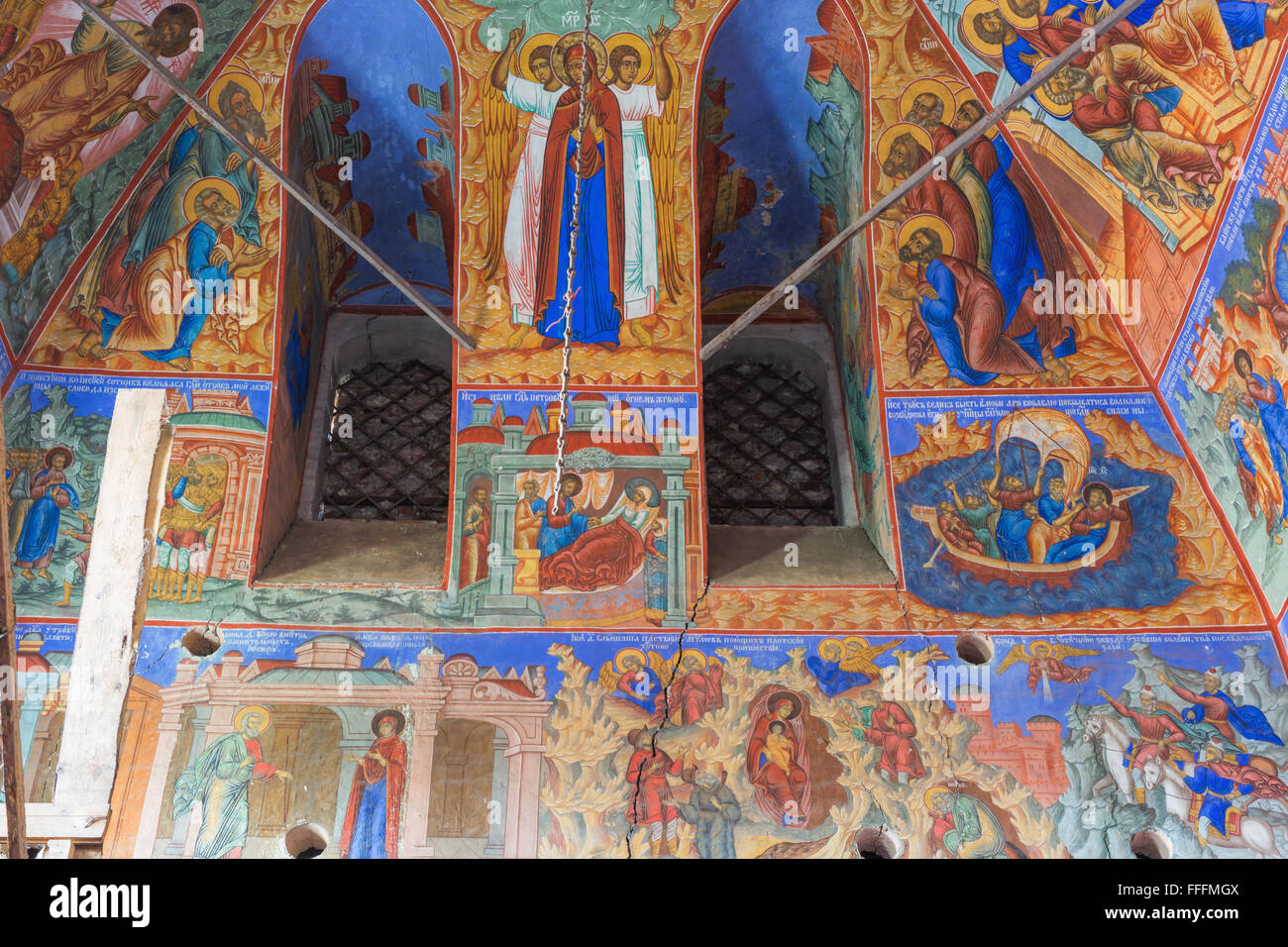Mural painting in the church, convent of Nativity of Holy Virgin, Rostov, Yaroslavl region, Russia Stock Photo