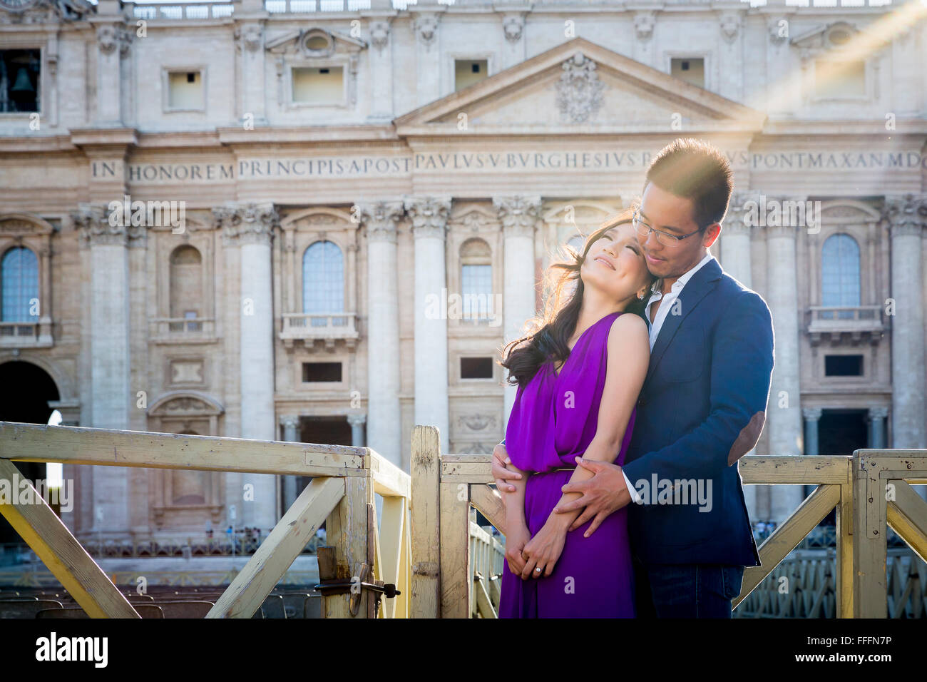 Couple at Piazza San Pietro. Rome. Italy Stock Photo