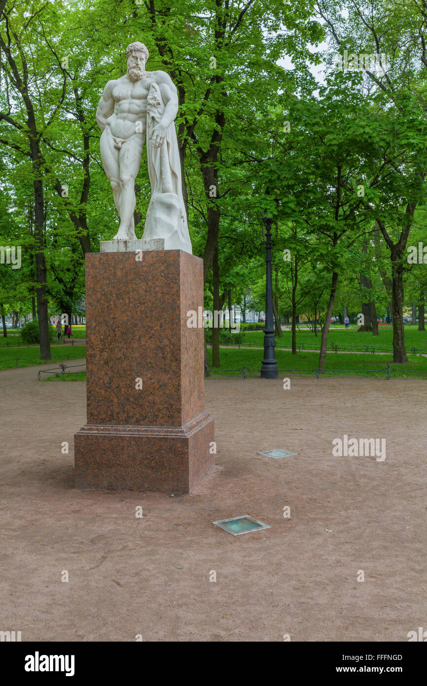 Statue of Heracles in Alexadrovsky garden, Saint Petersburg, Russia Stock Photo