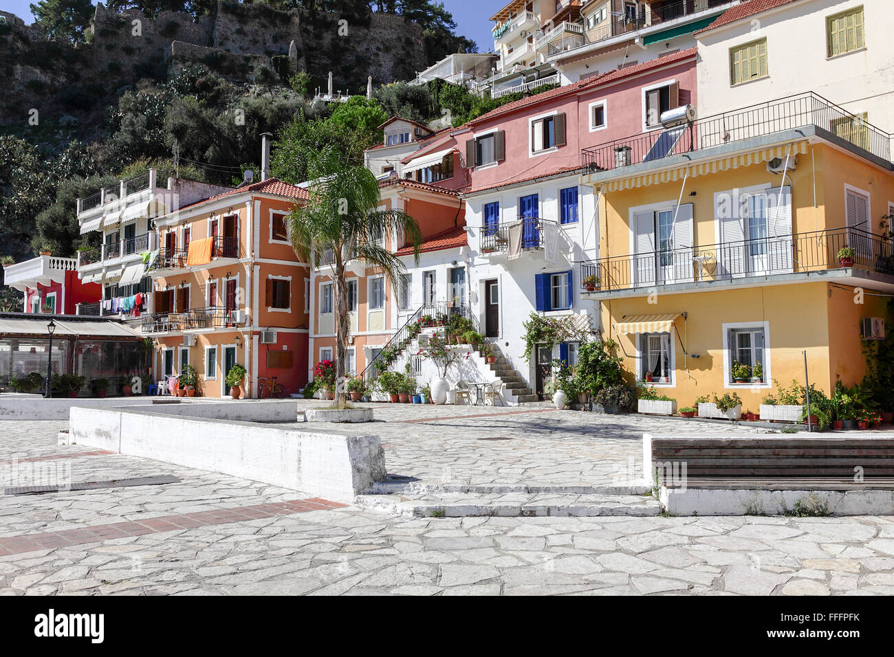 Parga Town promenade is a mishmash of shops, restaurants and bars along