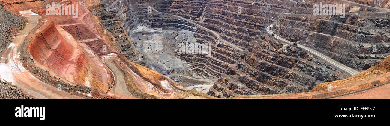 Close up fragment of open super pit gold ore mine in Western Australia as illustration of resource boom and heavy industry Stock Photo