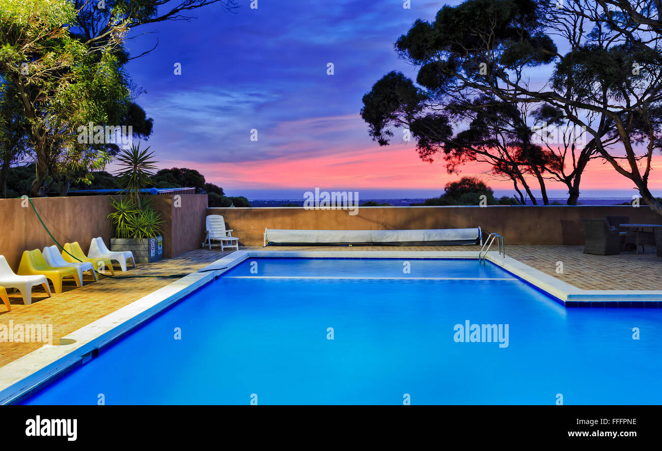 public services swimming pool in Eucla, WA, at sunset Stock Photo
