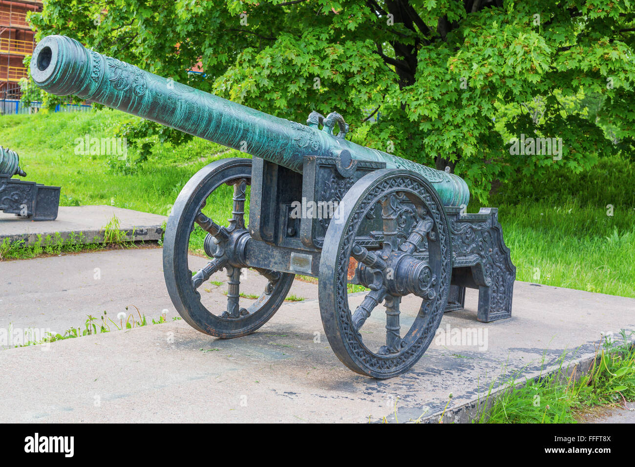 Ancient Bronze Cannons in Museum of Artillery in St. Petersburg