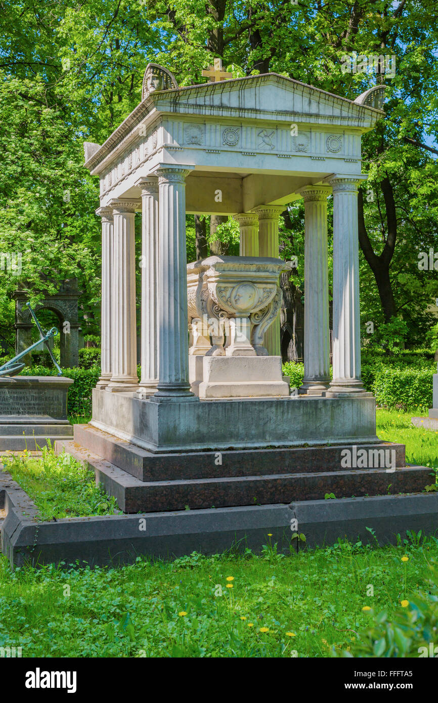 Grave of Andrey Kosikovsky, Tikhvin Cemetery, Alexander Nevsky Lavra, Saint Petersburg, Russia Stock Photo
