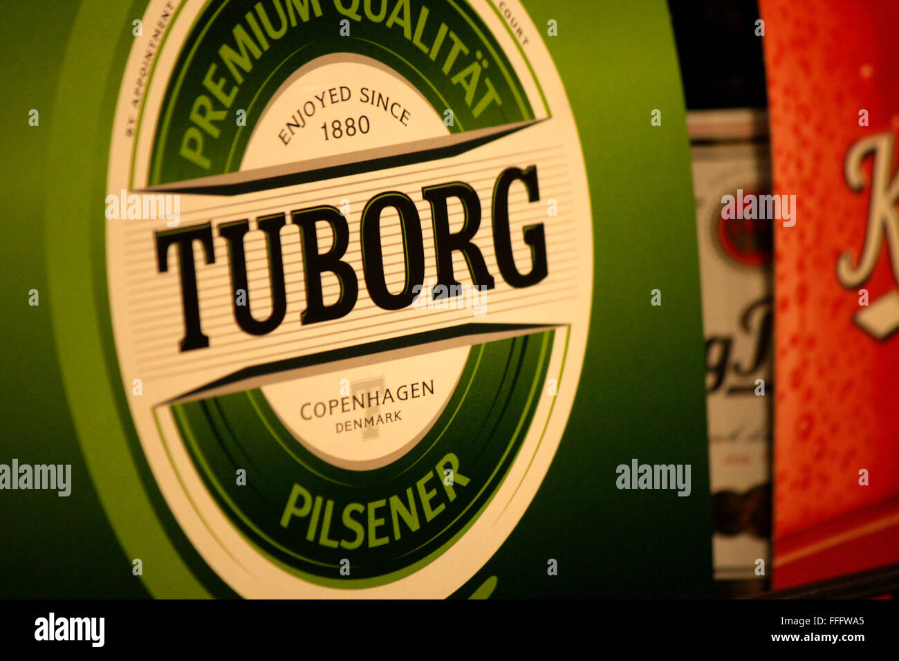 Markenname: 'Tuborg', Dezember 2013, Berlin. Stock Photo