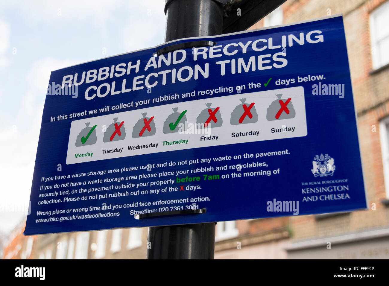 Rubbish and recycling collection times poster to promote household