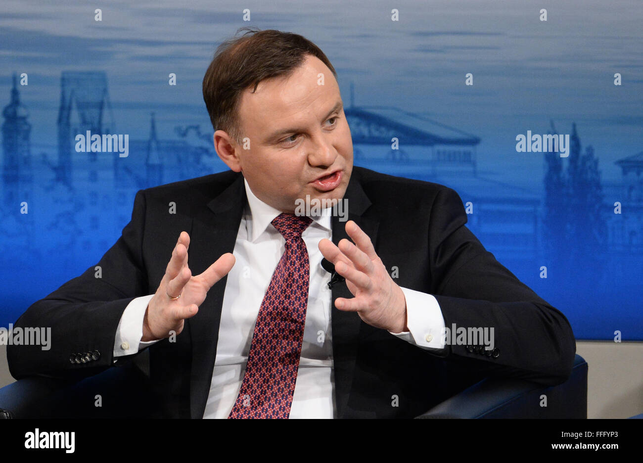 Munich, Germany. 13th Feb, 2016. Polish President Andrzej Duda speaks ...