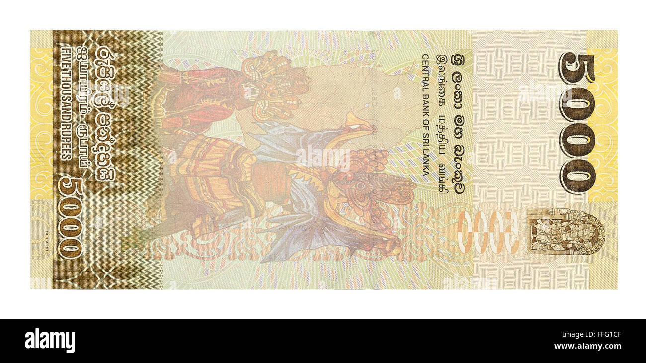 Banknotes 5000 Sri Lankan Rupees Stock Photo