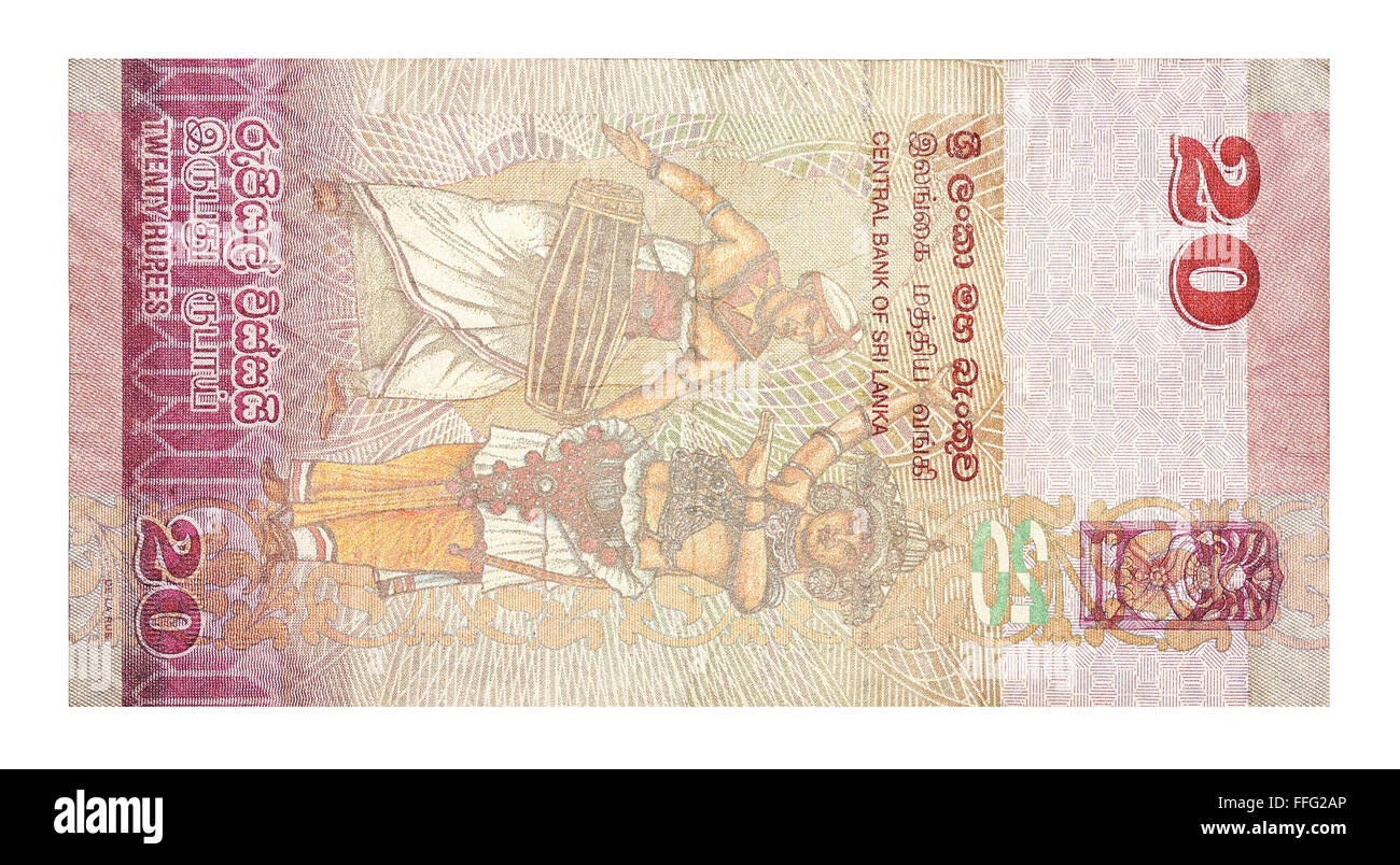 Banknotes 20 Sri Lankan Rupees Stock Photo