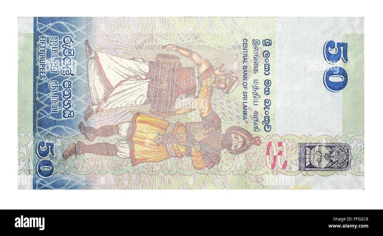Banknotes 50 Sri Lankan Rupees Stock Photo