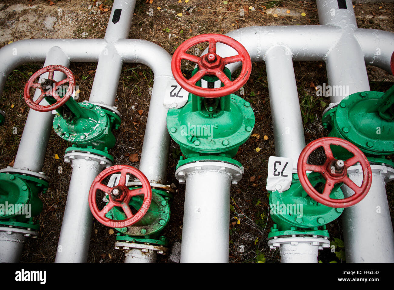 Oil and gas pipe line valves Stock Photo Alamy