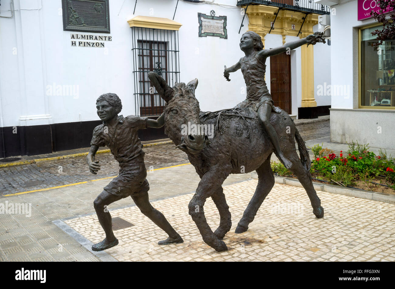 Platero is a little donkey the main character of Platero and I a famous poem by Poet Laureate Juan Ramón Jiménez. Moguer. Spain Stock Photo
