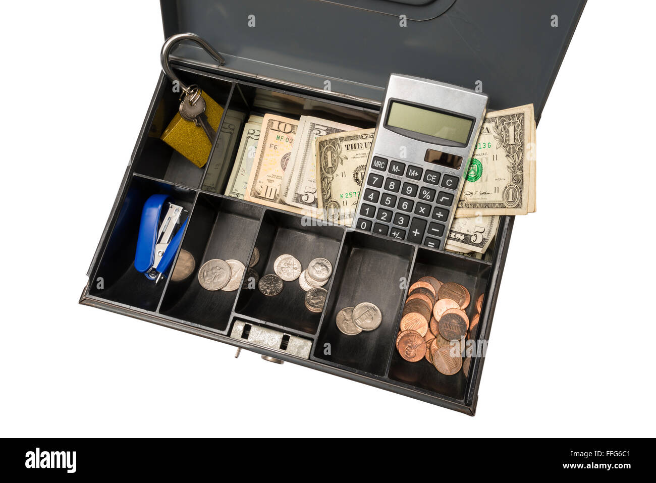 Cash Box Ready For Garage Rummage Yard Sale Business Stock Photo