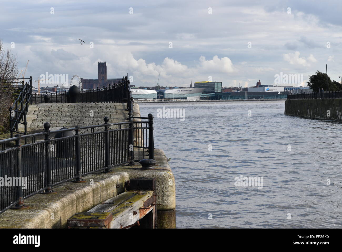 Looking towards Liverpool from Woodside, Birkenhead., showing the