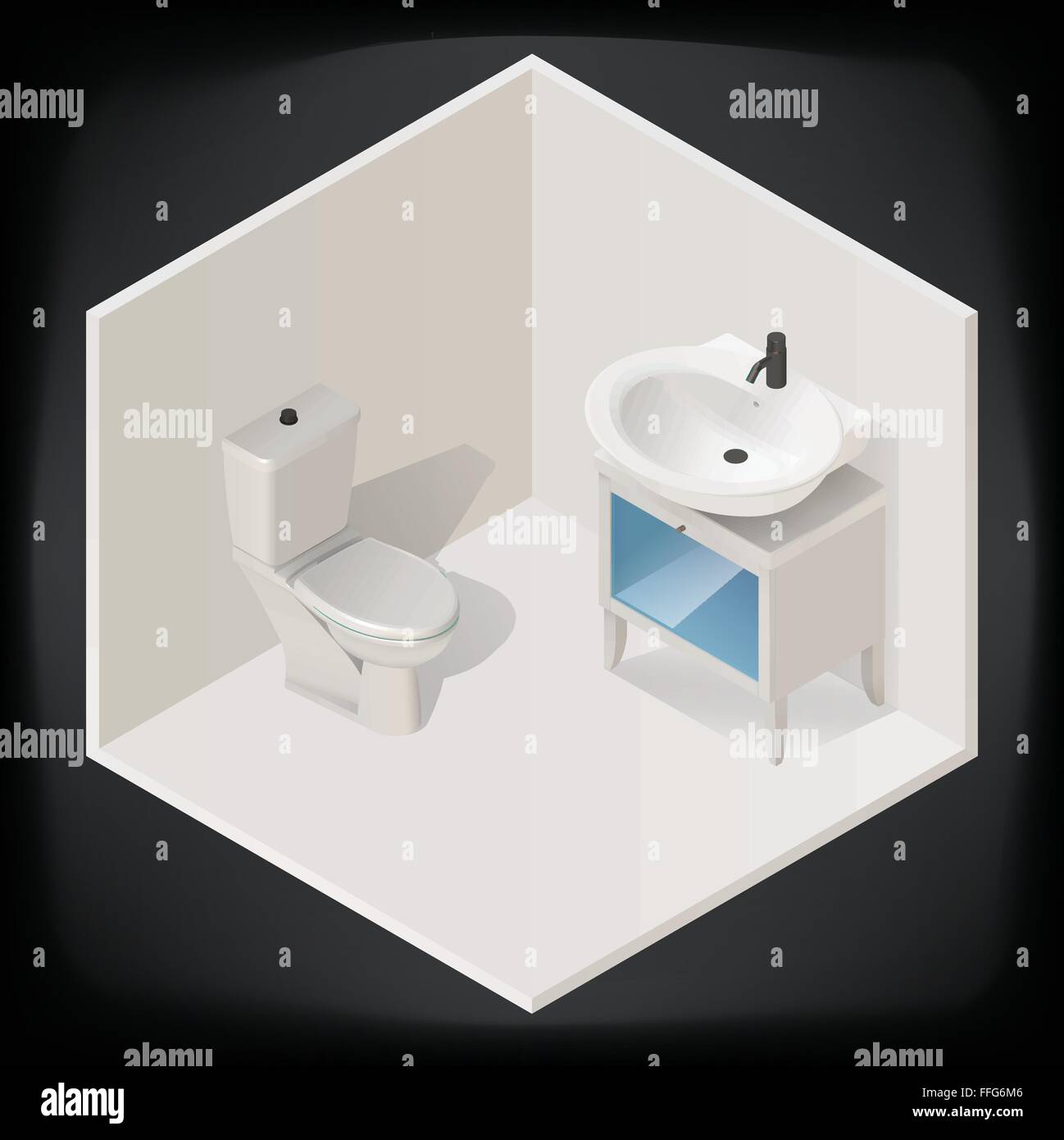 toilet room interior isometric vector Stock Vector