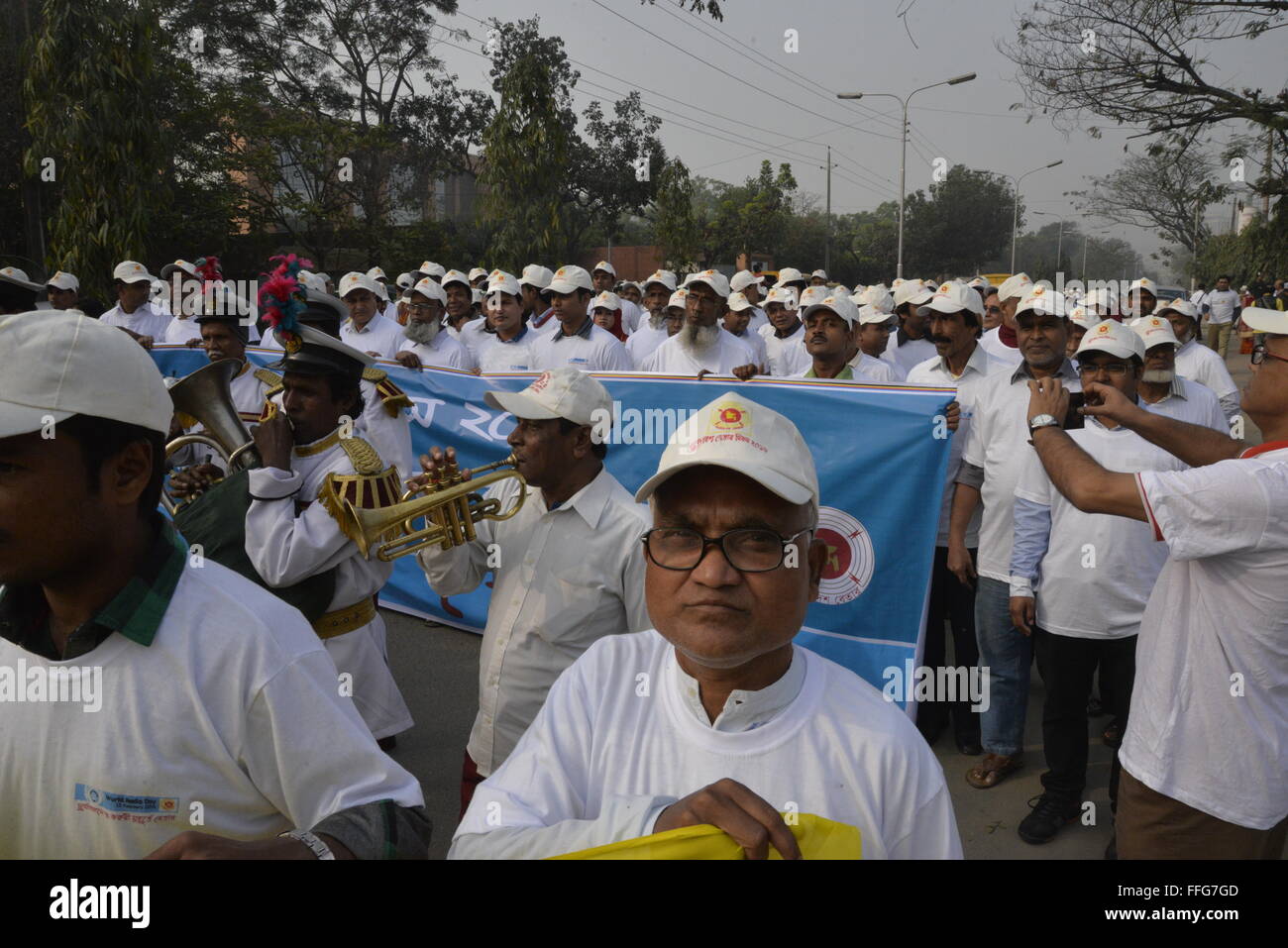 Bangladesh Radio broadcaster held a rally to celebrate world radio day