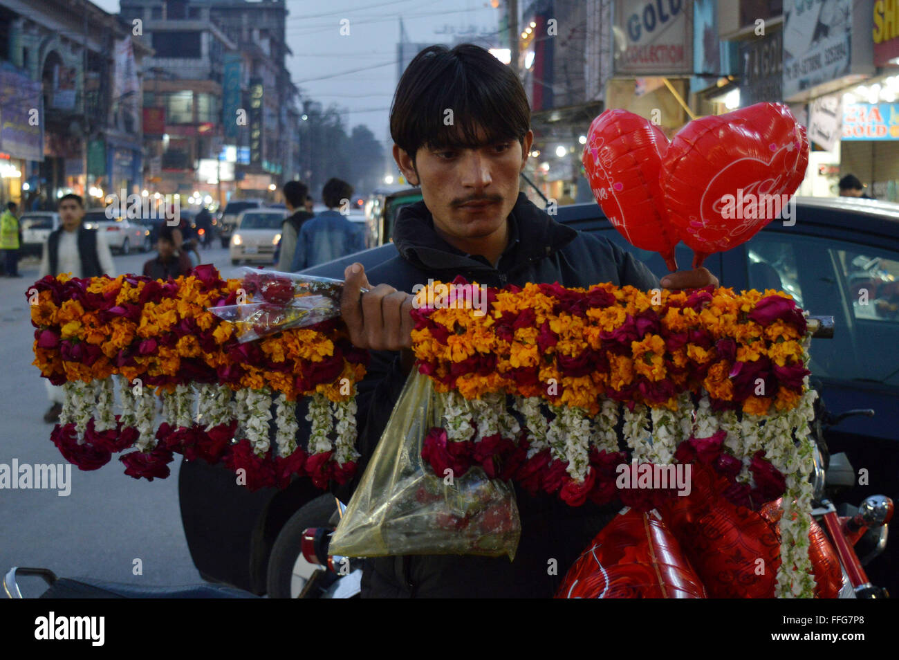 Peshawar 13th Feb 2016 A Man Sells Flowers On The Eve Of Valentine S Day In Northwest Pakistan S Peshawar On Feb 13 2016 Celebrating Valentine S Day Is Considered Un Islamic By Some In Pakistan