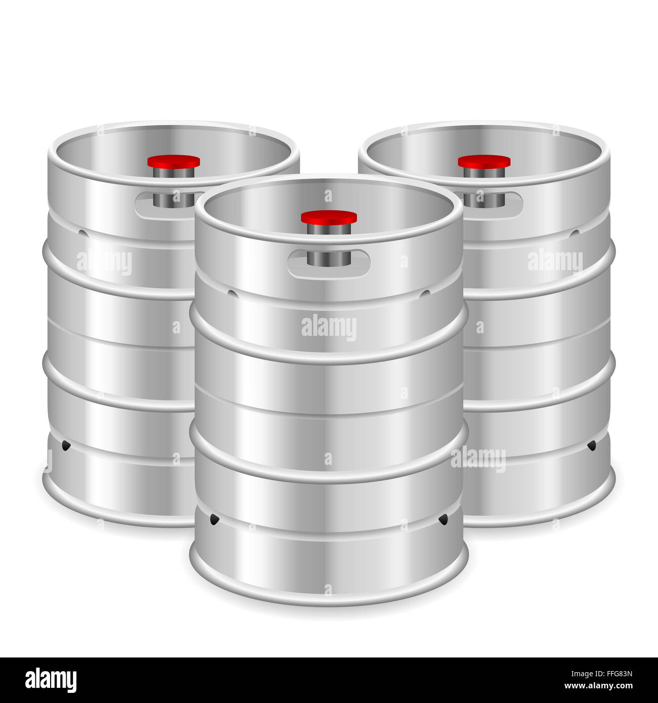 Beer kegs on a white background Stock Photo Alamy
