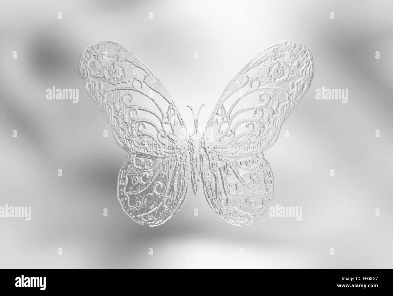 illustration of a butterfly, mixed medium, glass and silver effect Stock Photo
