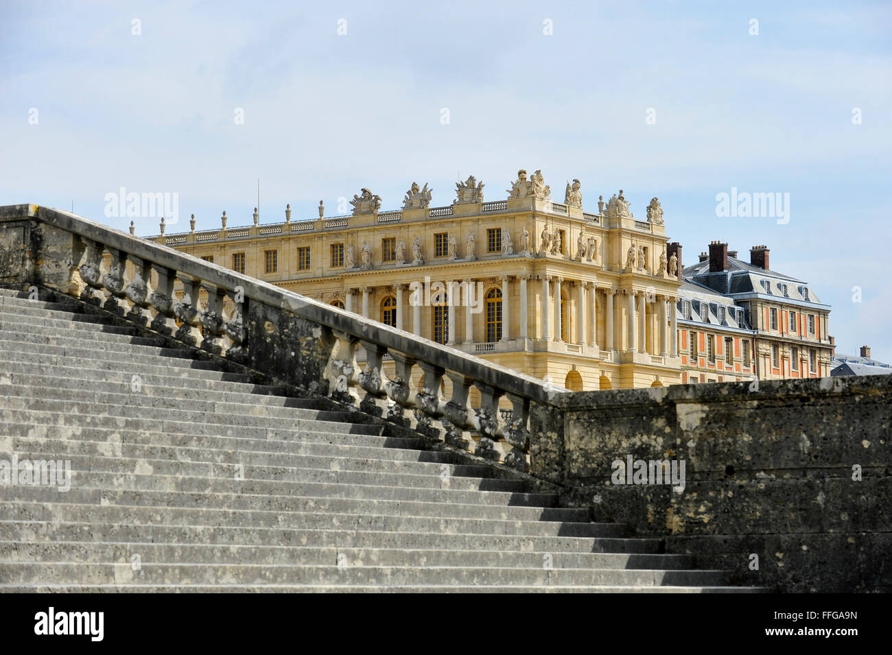Chateau Versailles garden and park, stairs to parterre du midi  Ile de france Europe Stock Photo