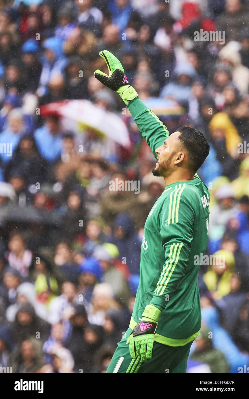 Madrid, Spain. 13th Feb, 2016. Keylor Navas (goalkeeper; Real Madrid) in action during La Liga match between Real Madrid and Athletic Club Bilbao at Santiago Bernabeu on February 13, 2016 in Madrid Credit:  Jack Abuin/ZUMA Wire/Alamy Live News Stock Photo