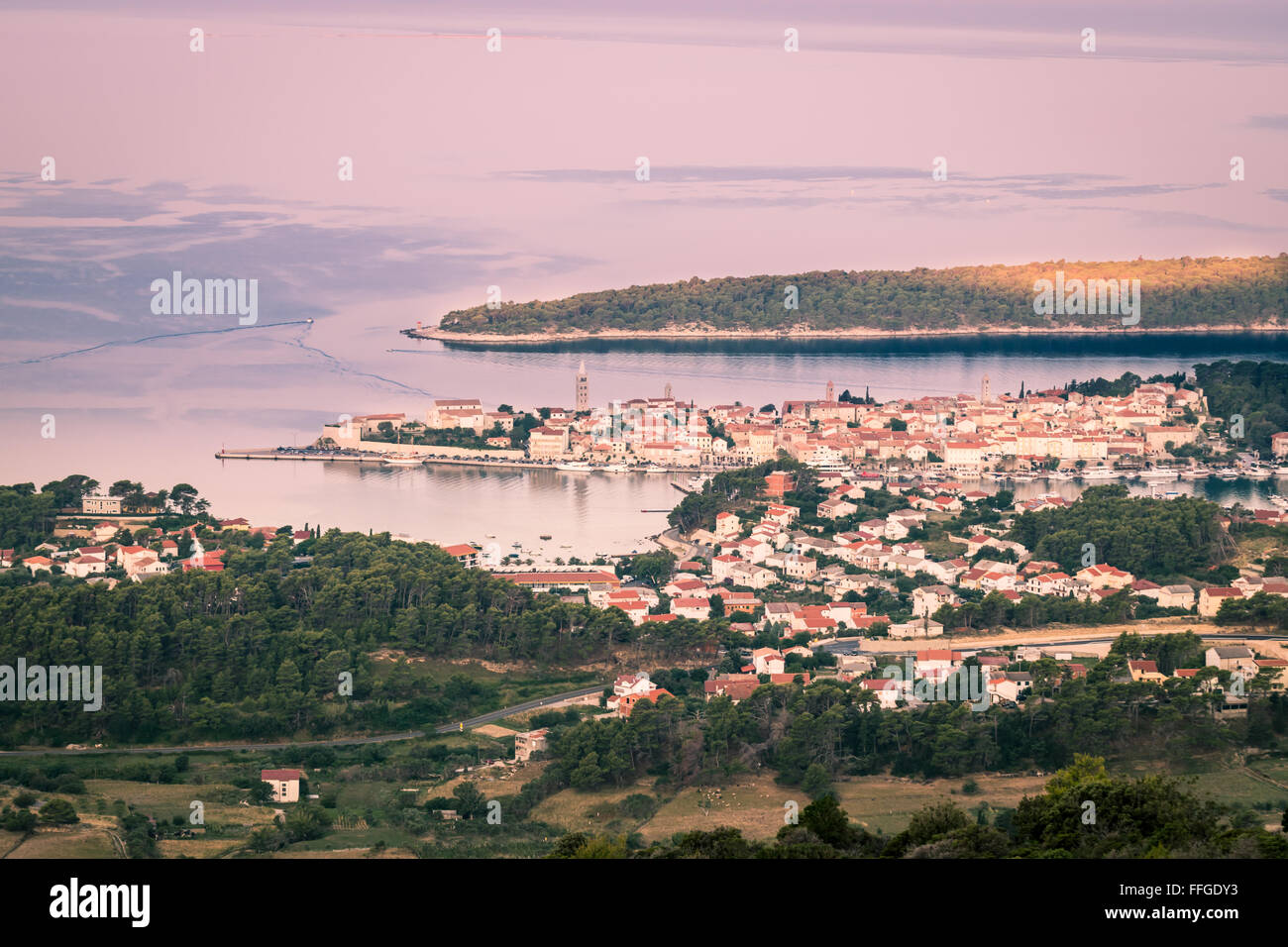 View of the town of Rab, Croatian tourist resort famous for its four