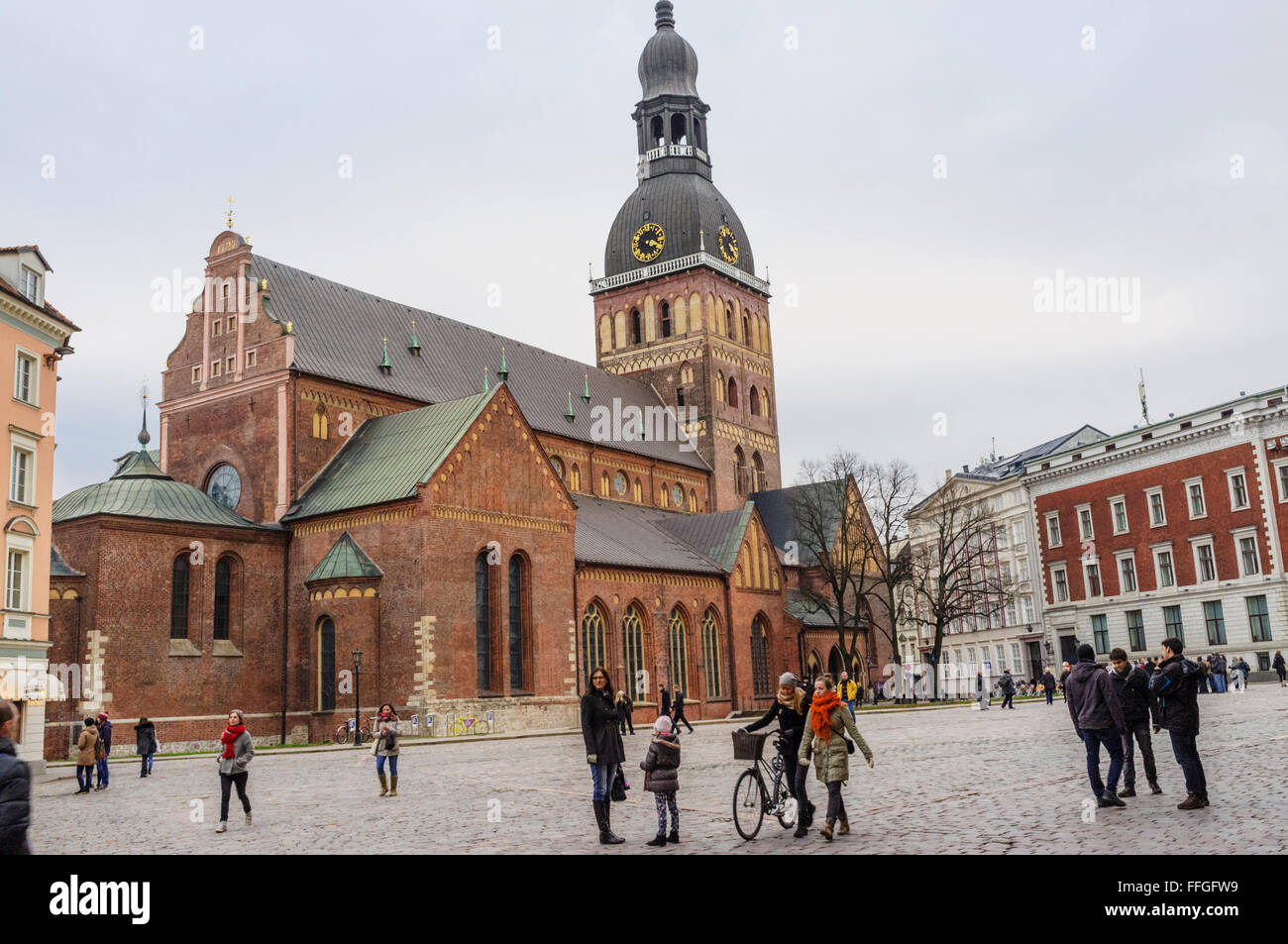 Dome Cathedral at Doma Laukums square in Old Town Riga, Latvia Stock