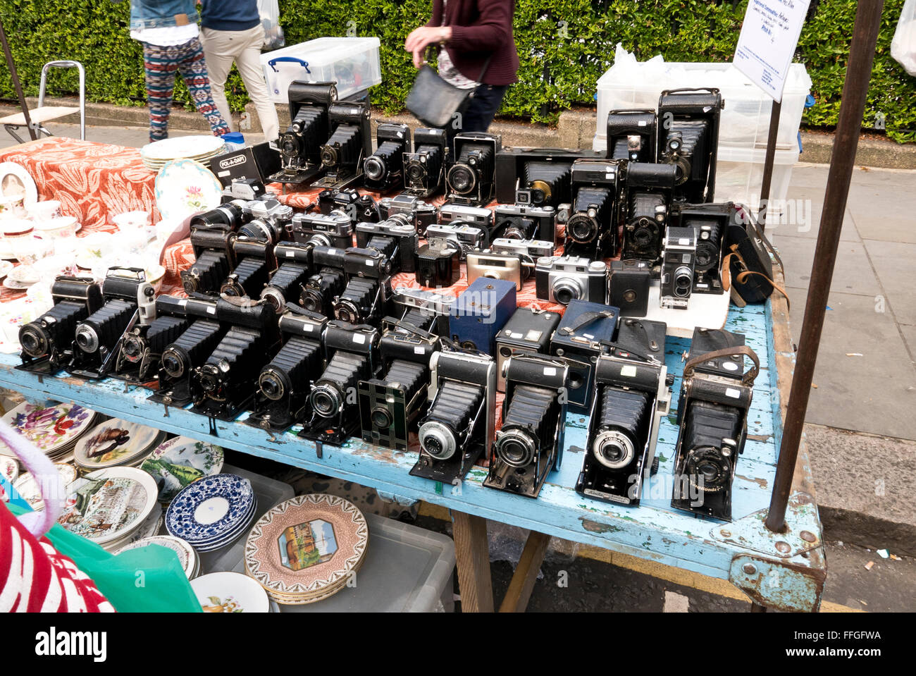 Vintage cameras on sale on the famous Portobello Road, London, United
