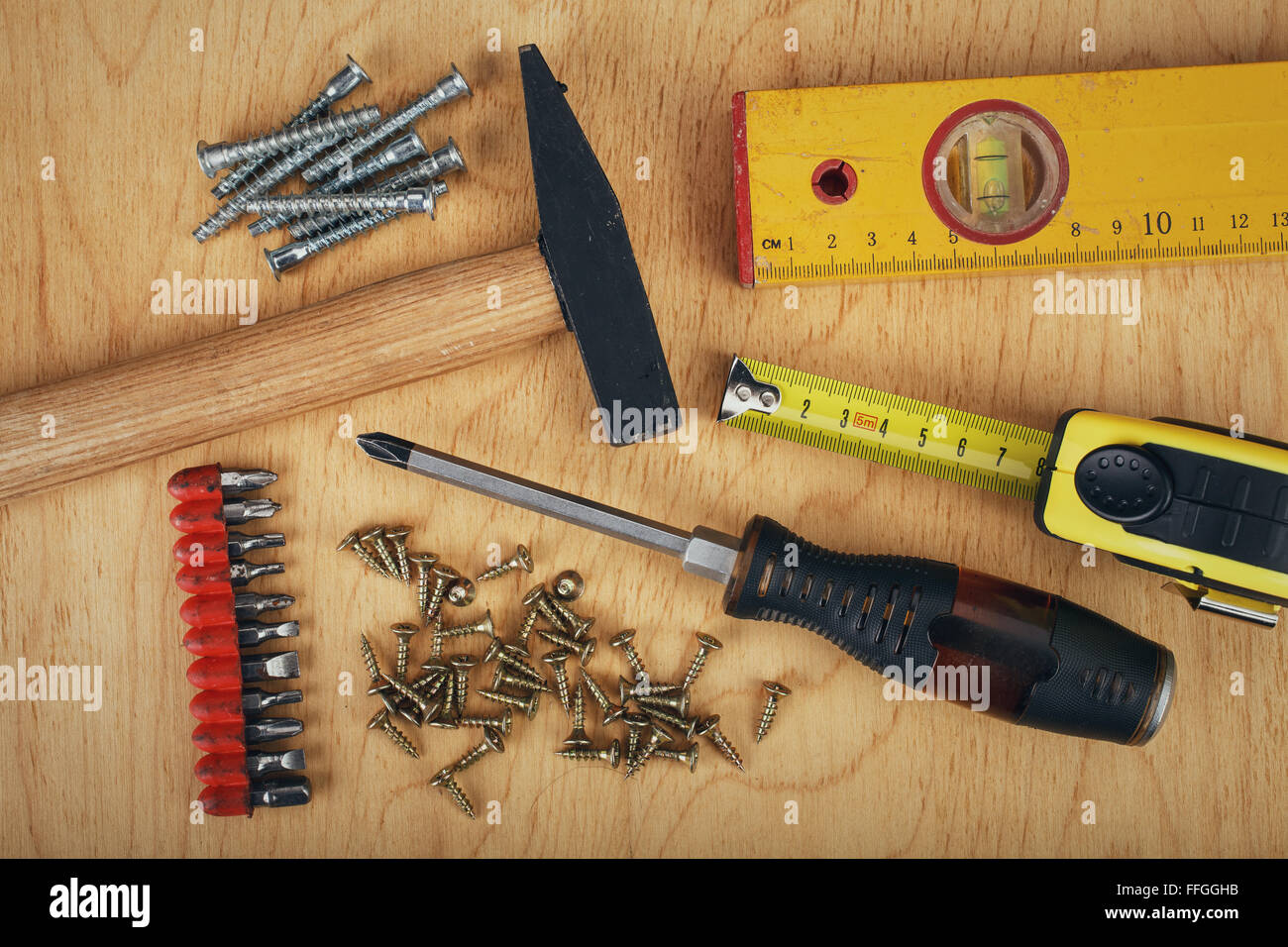 Set of manual Working tools Stock Photo
