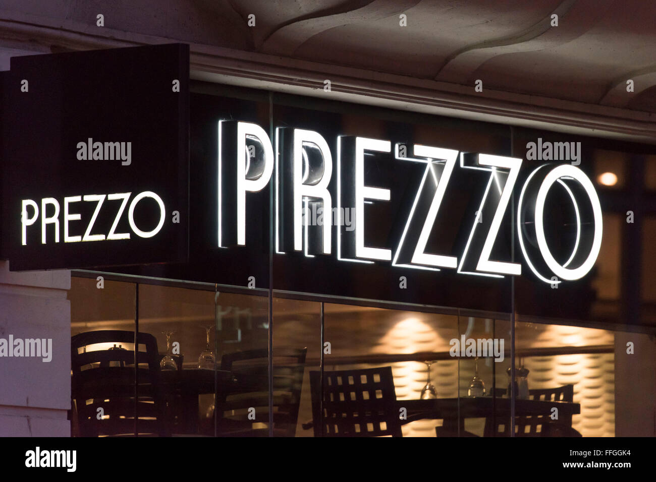 Prezzo Italian restaurant sign logo. Stock Photo