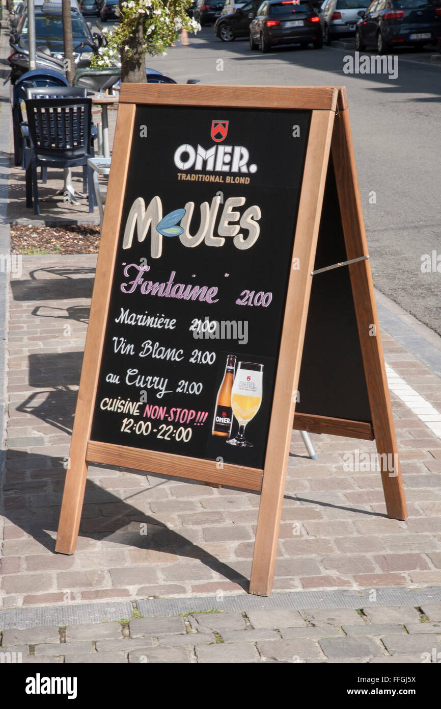 Mussels Food Menu in Brussels, Belgium Stock Photo Alamy