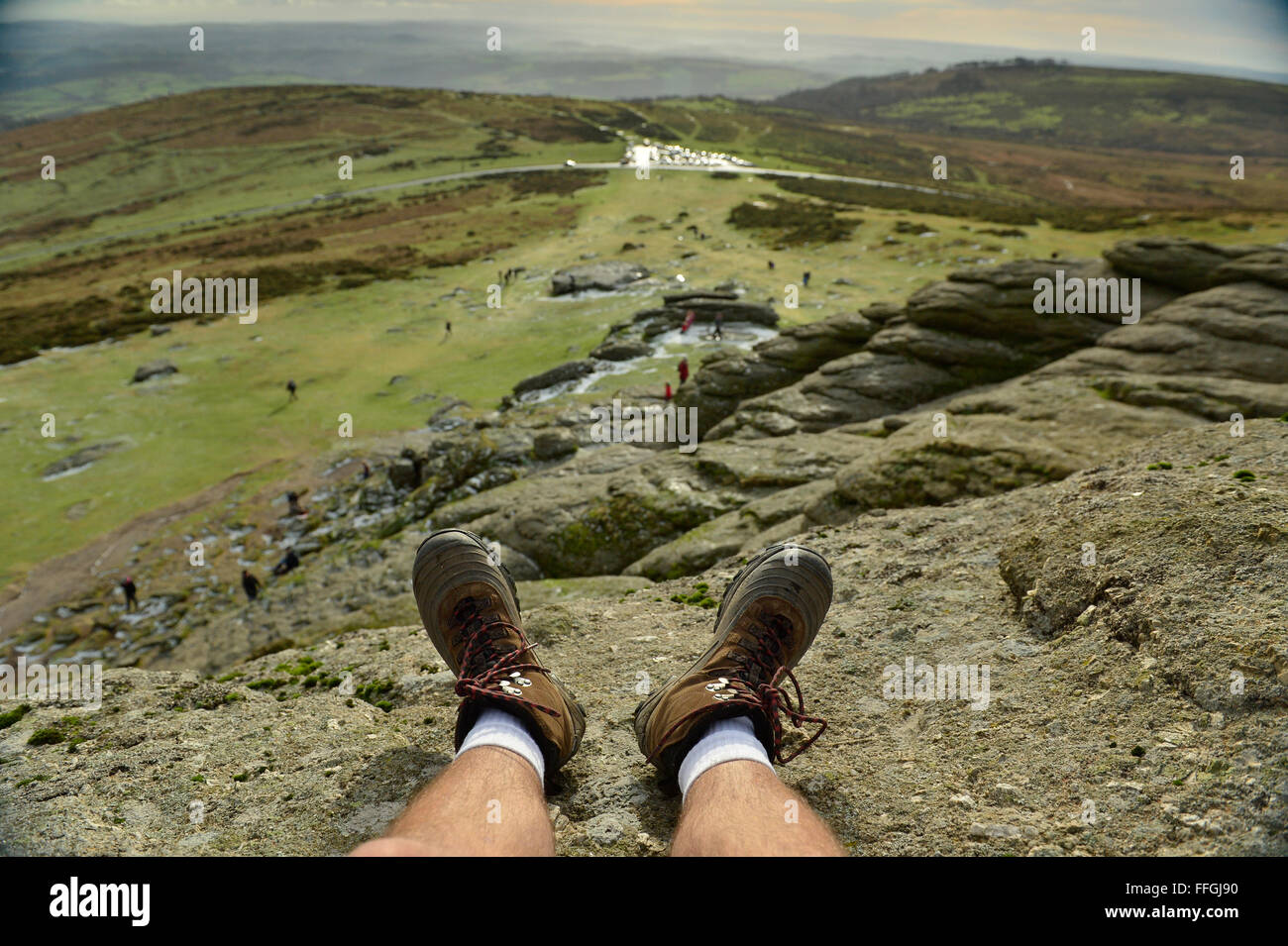 A view from the top of Haytor Rocks - Dartmoor - from a point of view (POV) Stock Photo