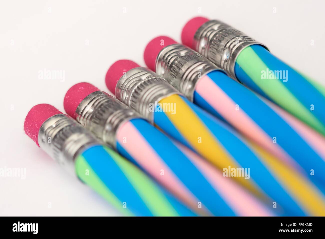 Rubber tipped eraser pencils Stock Photo