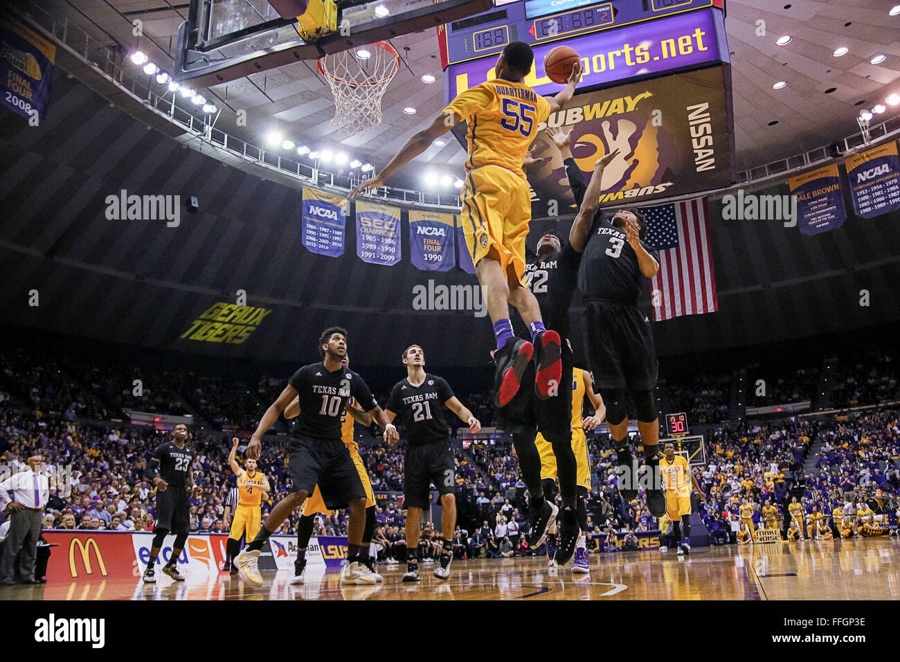 Baton Rouge, LA, USA. 13th Feb, 2016. LSU Tigers guard Tim Quarterman