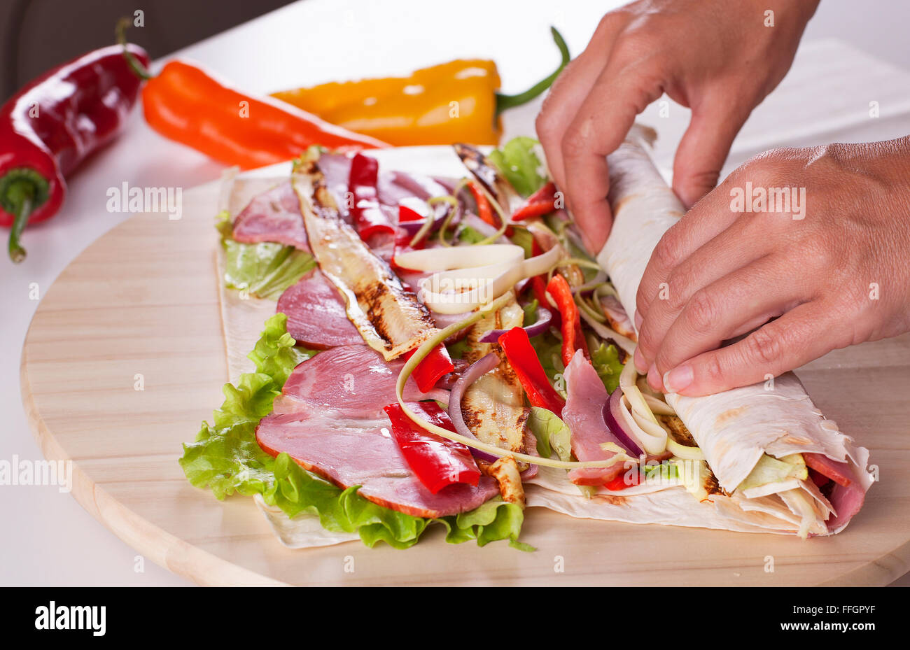 Healthy Salad Tortilla wraps Stock Photo