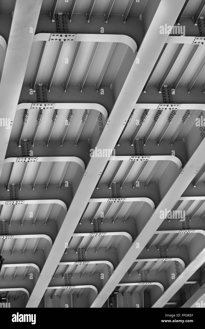 Iron structure of the bridge photographed close up Stock Photo