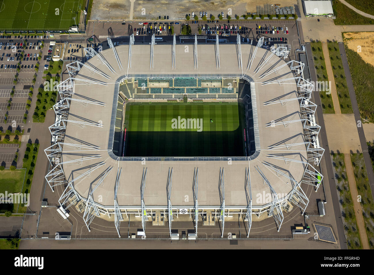 Aerial view, football stadium Mönchengladbach, BVB Moenchengladbach, Borussia Park, PREMIERE league stadium; Mönchengladbach, Stock Photo