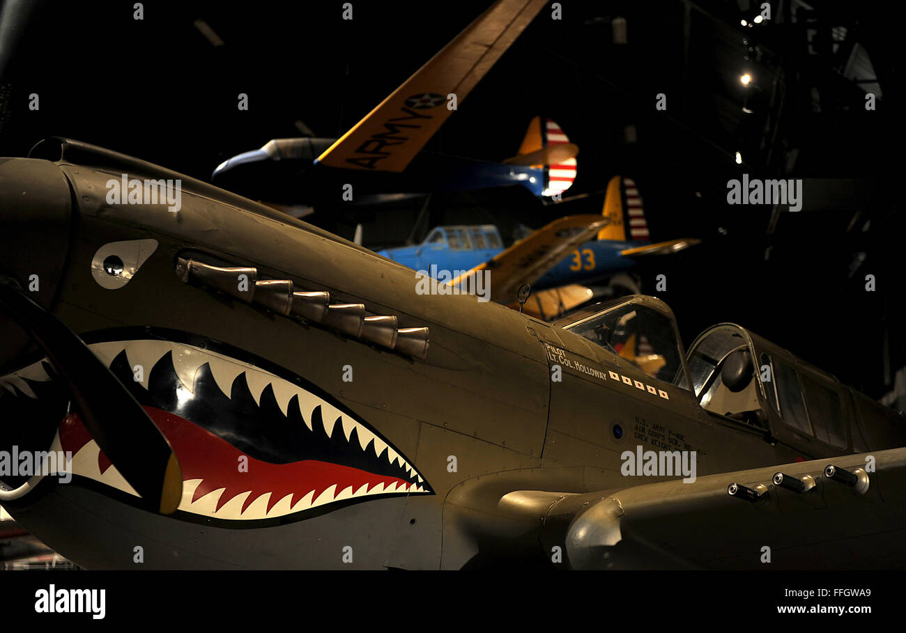The Curtiss P-40 Warhawk was an American single-engine, single-seat, all-metal fighter and ground attack aircraft that first flew in 1938. The Warhawk was used by the air forces of 28 nations, including those of most Allied powers during World War II, and remained in front line service until the end of the war. Stock Photo