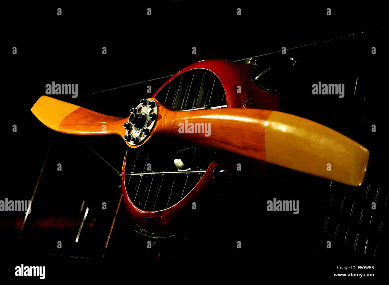 SPAD VII aircraft were flown by the famed American volunteers of the French Lafayette Escadrille in February 1918. The airplane was an immediate success, primarily because its structural ruggedness permitted it to dive at high speeds without disintegrating. Stock Photo