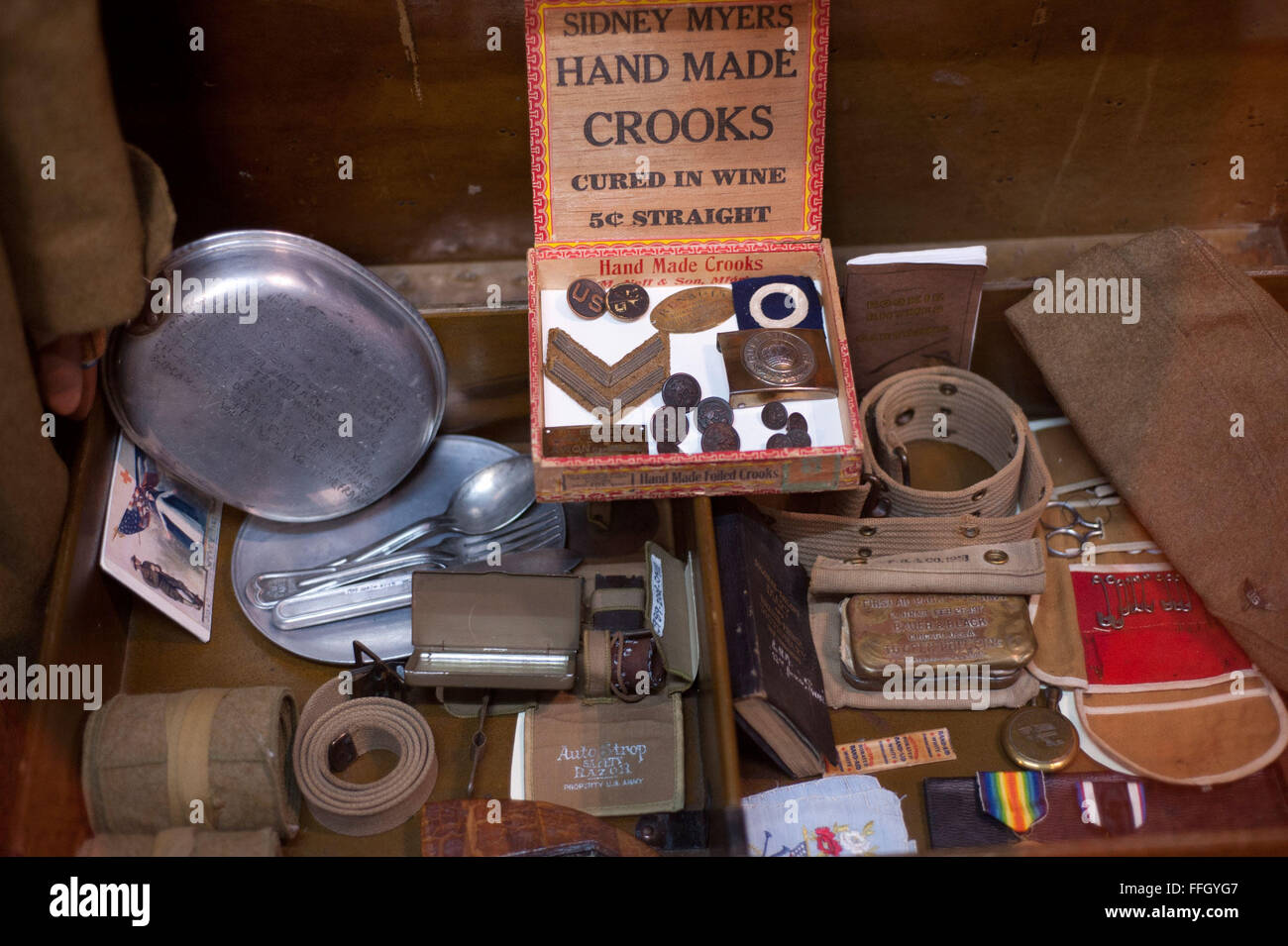 The USAF Airman Heritage Museum displays donated personal effects and memorabilia from the World War II era. Stock Photo