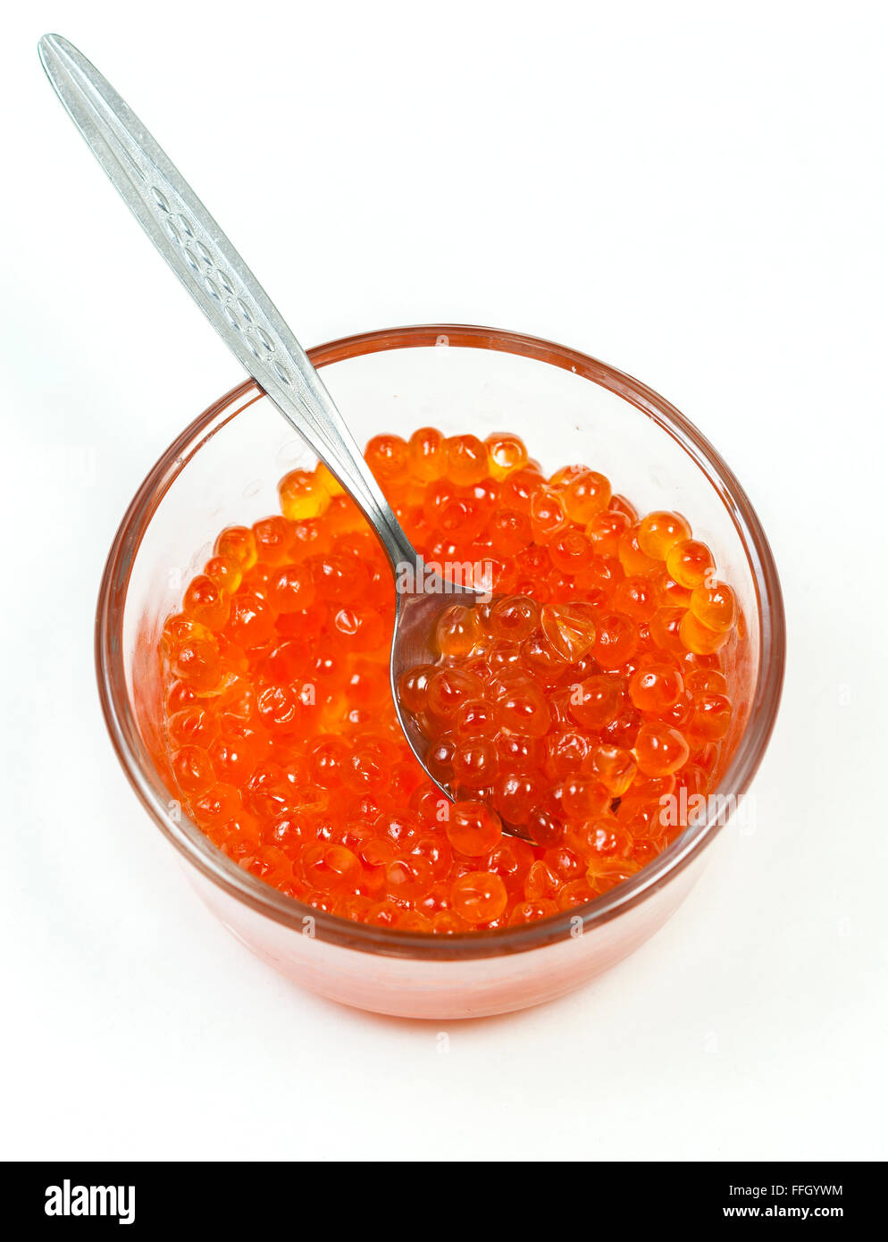 Salmon roe in a glass bowl Stock Photo