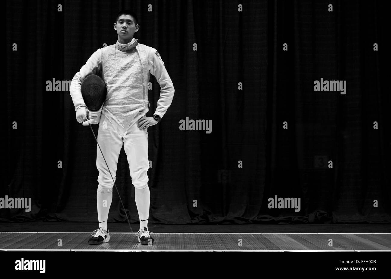 Alexander Chiang finished the 2014 NCAA Fencing Championships ranked 17th out of 24 with eight wins. Stock Photo