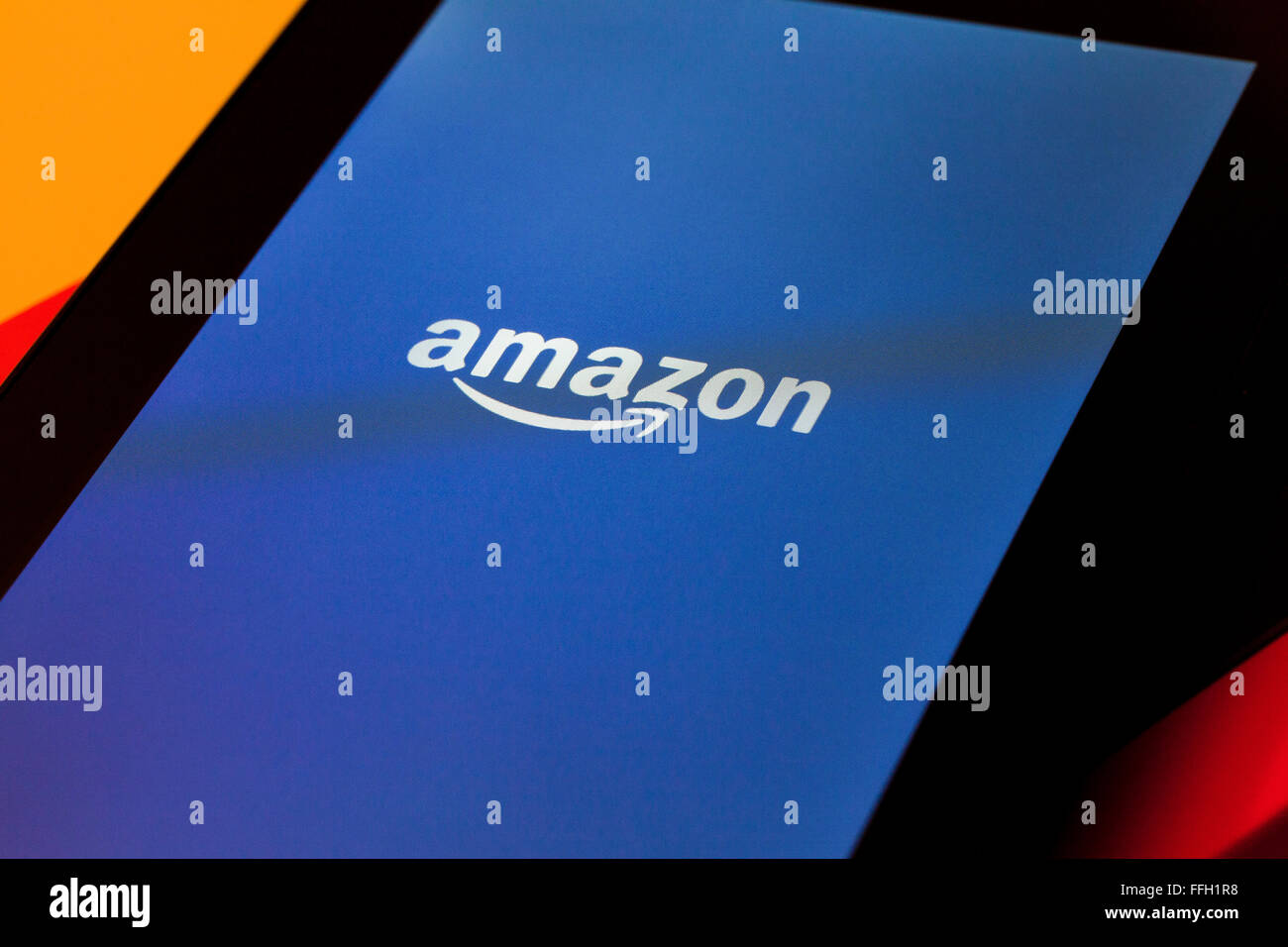 Amazon Fire tablet startup screen - USA Stock Photo