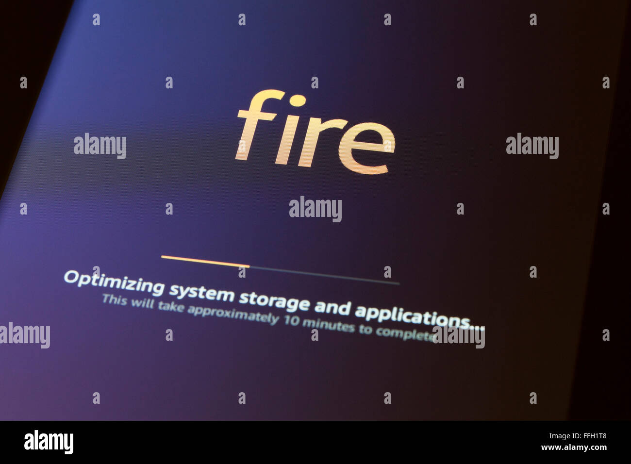 Amazon Fire tablet startup screen - USA Stock Photo