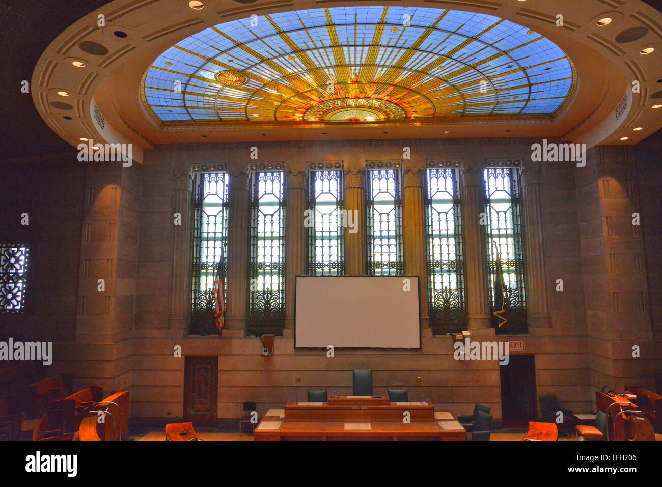 City Counsel Chambers in city hall Buffalo NY Stock Photo