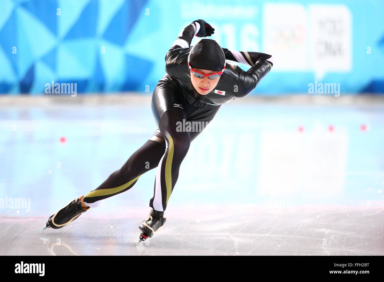 Hamar, Norway. 13th Feb, 2016. Yuna ONODERA (JPN) Speed Skating : Women's 500m at Hamar Olympic Hall Viking Ship during the Lillehammer 2016 Winter Youth Olympic Games in Hamar, Norway . Credit:  Shingo Ito/AFLO SPORT/Alamy Live News Stock Photo