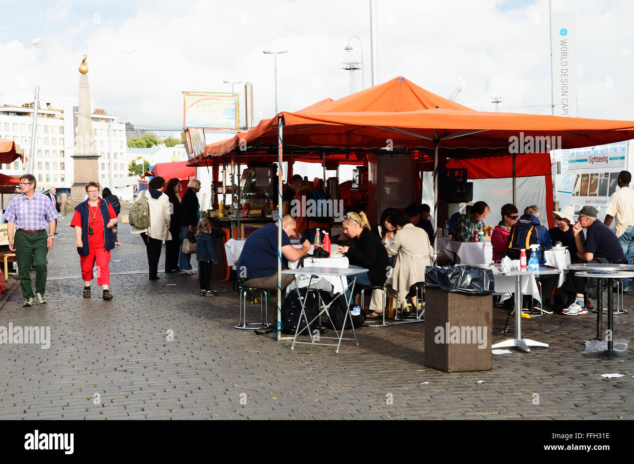 The Market Square is a central square in Helsinki, Finland Stock Photo