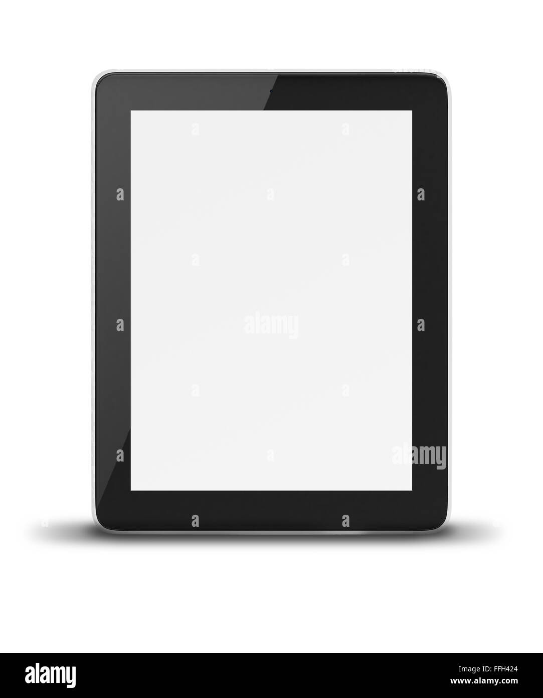 Realistic tablet pc computer with blank screen isolated on white background. Stock Photo